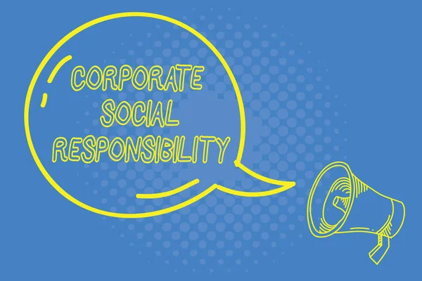 Handskrift text skriver företagens sociala ansvar. Begrepp som betyder inre företagspolicy och etik strategi — Stockfoto
