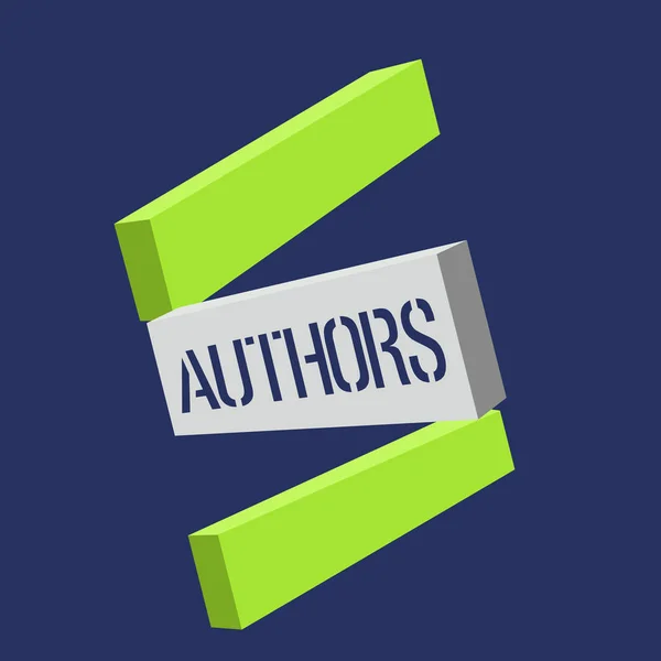 Text sign showing Authors. Conceptual photo Writers of books articles documents Journalists Creative minds — Stock Photo, Image