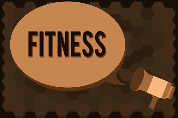 Handgeschreven tekst Fitness. Begrip betekenis voorwaarde fysiek fit gezonde Training Training geschikt voor rol — Stockfoto