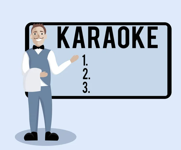 Conceptual hand writing showing Karaoke. Business photo text Entertainment singing along instrumental music played by a machine — Stock Photo, Image