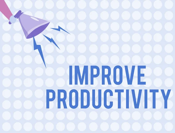 Texto de escritura de palabras Mejora la productividad. Concepto de negocio para mejorar la calidad del tiempo de entrada y el análisis de resultados —  Fotos de Stock