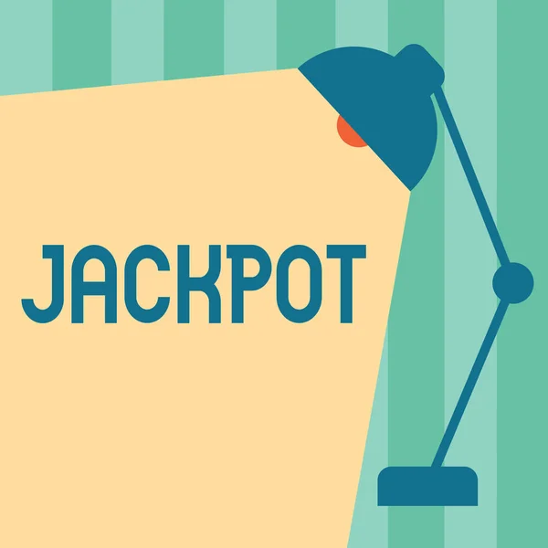 Word tekst intoetsen Jackpot. Business concept voor grote geldprijs in spel grote loterij award Gambling gerelateerde — Stockfoto