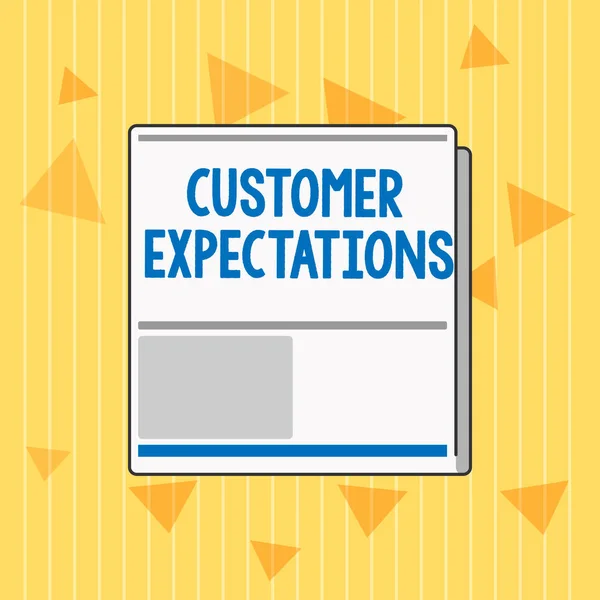 El yazısı Müşteri Beklentileri. Kavram, müşteri beklentisinin yararları, ihtiyaçların ve isteklerin üzerinde demektir. — Stok fotoğraf