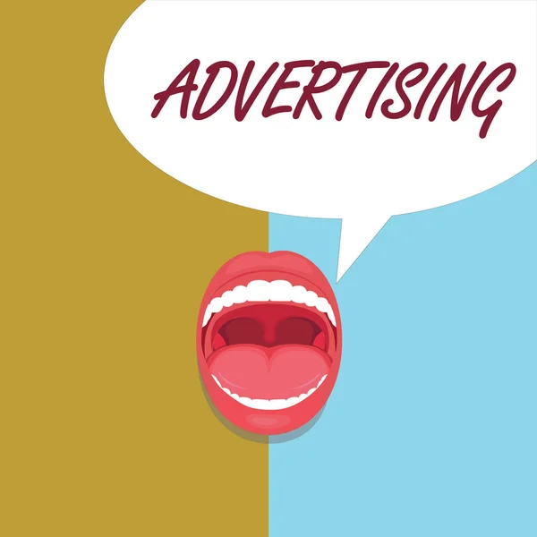 Handskrift text reklam. Begreppet mening producerar reklam för kommersiella produkter eller tjänster — Stockfoto