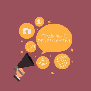 Traininganddevelopment gösterilen metin işareti. Kavramsal Fotoğraf Düzenle ek öğrenme becerileri hızlandırmak