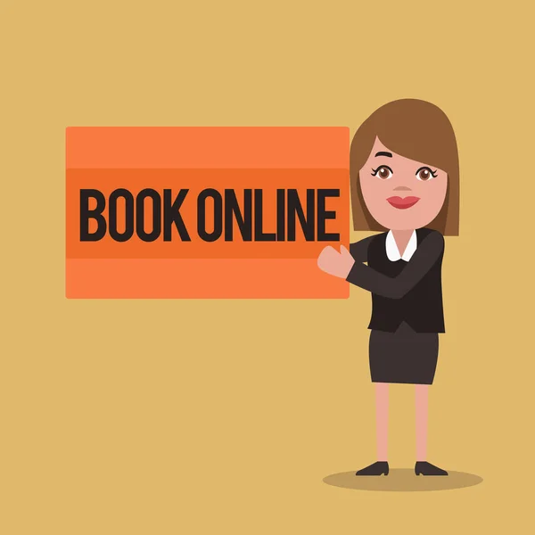 Text sign showing Book Online. Conceptual photo Reserve accommodations plane tickets events over the internet — Stock Photo, Image