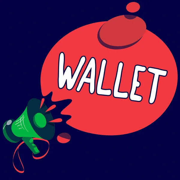 Writing Obs visar plånbok. Företag foto skylta Pocketsized platt hopfällbara fallet för att hålla pengar och plastkort — Stockfoto