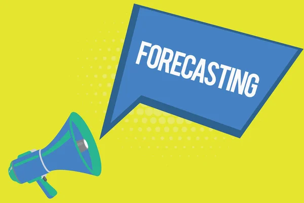 Ord skriva text Forecasting. Affärsidé för Predict uppskatta en framtida händelse eller trend baserat på presentera data — Stockfoto