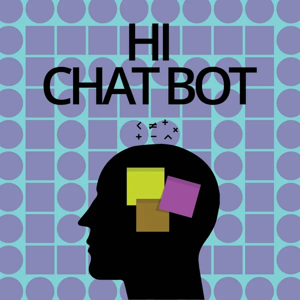 Kavramsal el Hi Chat Bot gösterilen yazma. İş fotoğraf metin için gönderilmiş bir iletiyi cevap vermeyen robot makine için tebrik — Stok fotoğraf