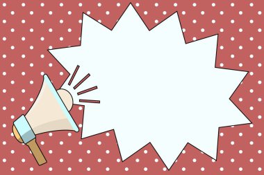 Düz tasarım vektör çizim boş esp şablon kopya alanı metin reklam, promosyon, poster, afiş, web reklam, makale megafon ses ses efekti simgesi boş titreşimli çığlık kabarcık ile için