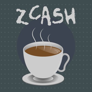 Zcash gösterilen metin işareti. Kavramsal fotoğraf cryptocurrency anonim sağlar adem-i merkeziyetçi blockchain ile