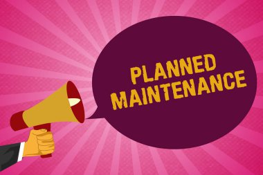 Writing note showing Planned Maintenance. Business photo showcasing Check ups to be done Scheduled on a Regular Basis clipart