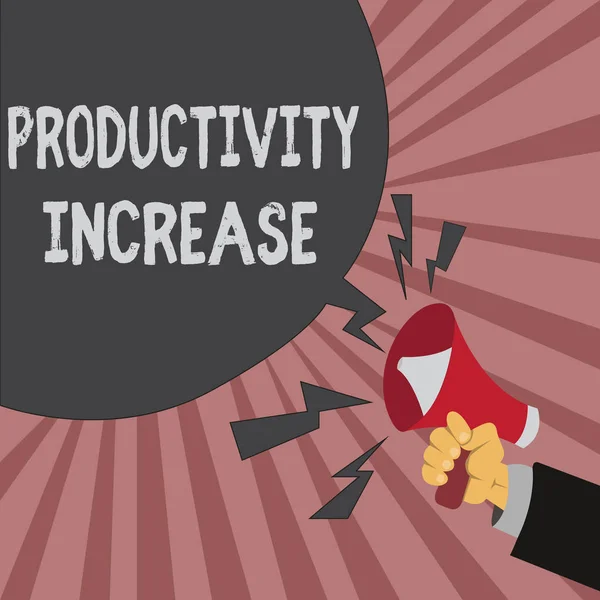 Konceptuell handstil som visar produktivitetsökning. Företagsfoto visa upp få fler saker gjorda Utgång per enhet av produktingång — Stockfoto