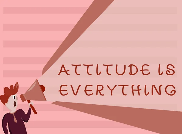 Escrita de mão conceitual mostrando Atitude é tudo. Foto de negócios mostrando o Outlook positivo é o guia para uma boa vida — Fotografia de Stock