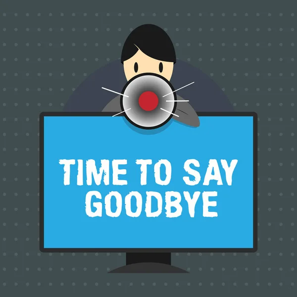Mutatja a idő-hoz Say Goodbye szöveg-jel. Ajánlattétel búcsú tehát hosszú látni, amíg találkozunk konceptuális fénykép — Stock Fotó