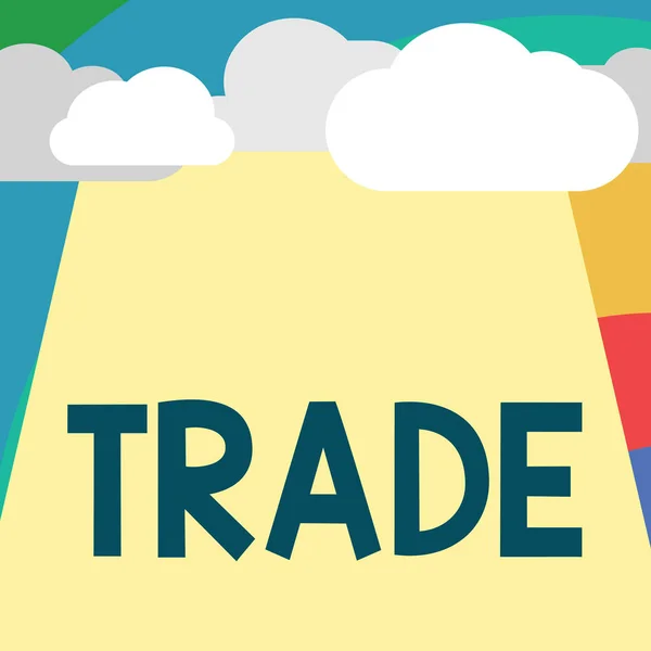 Textzeichen, das den Handel zeigt. Konzeptionelle Foto-Aktion des Kaufs und Verkaufs von Warendienstleistungen im Ausland — Stockfoto