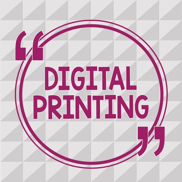 Writing note showing  Digital Printing. Business photo showcasing digital based images directly to variety of media — Stock Photo, Image