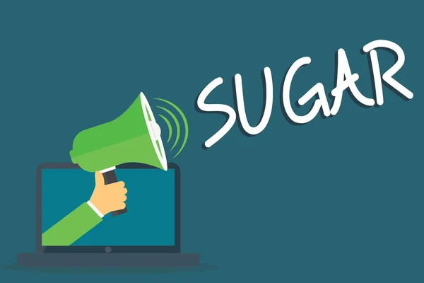 Λέξη σύνταξη κειμένου ζάχαρη. Επιχειρηματική ιδέα για γλυκό κρυσταλλική ουσία που προέρχονται από διάφορα φυτά, όπως από ζαχαροκάλαμο — Φωτογραφία Αρχείου