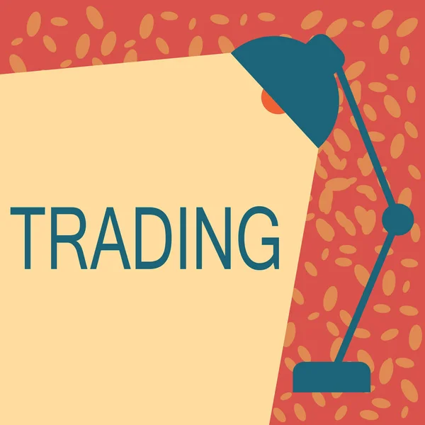 Scrivere nota che mostra Trading. Business photo showcase Azione di acquisto di servizi di vendita di beni correlati al mercato Forex — Foto Stock