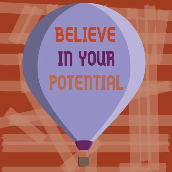Scrivere una nota che mostri "Credi nel tuo potenziale". Foto aziendale in mostra la fede in te stessoScatena le tue possibilità — Foto Stock