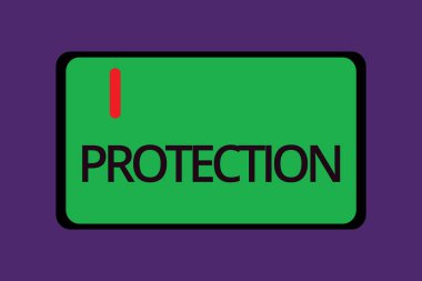 Koruma gösterilen metin işareti. Kavramsal fotoğraf korunan devlet zarar kaybı tehlikeden vermek güvenlik muhafaza