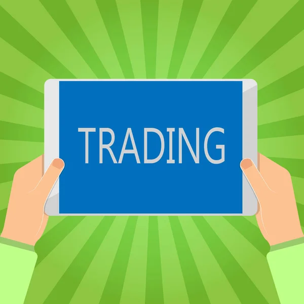 A kézírás szöveg írása Trading. Koncepció, azaz fellépés vásárol Forex piaci szolgáltatások kapcsolódó áruk eladási — Stock Fotó