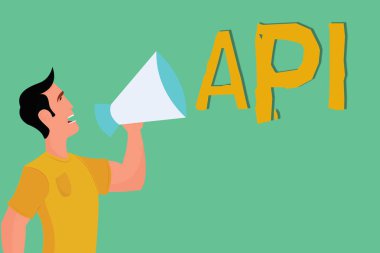 Kavramsal el API gösterilen yazma. Yazılım bilgisayar programlama yordamları iletişim kuralları oluşturmak için Araçlar vitrine iş fotoğraf