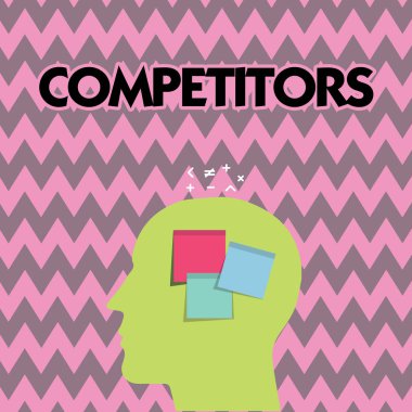 Metin işaret gösteren rakip. Kavramsal fotoğraf kişi Yarışması ticari rekabet spor içinde yer alır