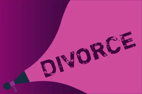 Conceptual hand writing showing Divorce. Business photo showcasing Legal dissolution of marriage Separation Breakup Disagreement — Stock Photo, Image