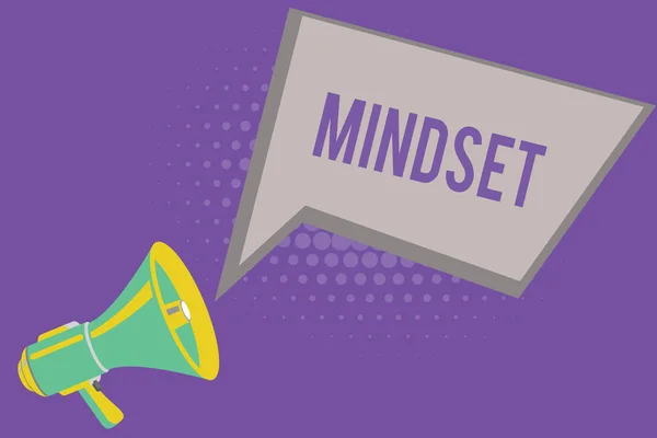 Segno di testo che mostra Mindset. Foto concettuale Set consolidato di atteggiamenti tenuti da qualcuno Atteggiamento positivo — Foto Stock