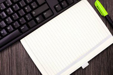 Tasarım iş boş kopya alanı metin reklam Web sitesi promosyon afiş şablon kayıt açık defter Marker tükenmez kalem klavye tuşları yazma izole için not alın