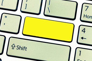 İş kavramı boş şablon kopya alanı metin izole reklam Web sitesi için tasarım. Klavye tuşuna basarak tuş takımı fikir bilgisayar iletisi oluşturmak için niyet