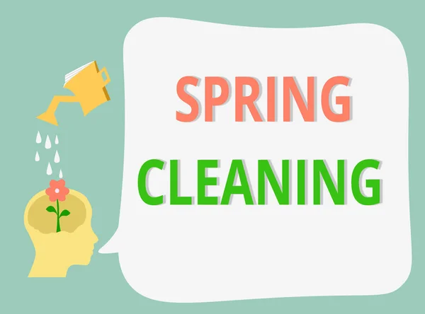 Texto de escritura de palabras Spring Cleaning. Concepto de negocio para la práctica de limpieza a fondo de la casa en primavera — Foto de Stock