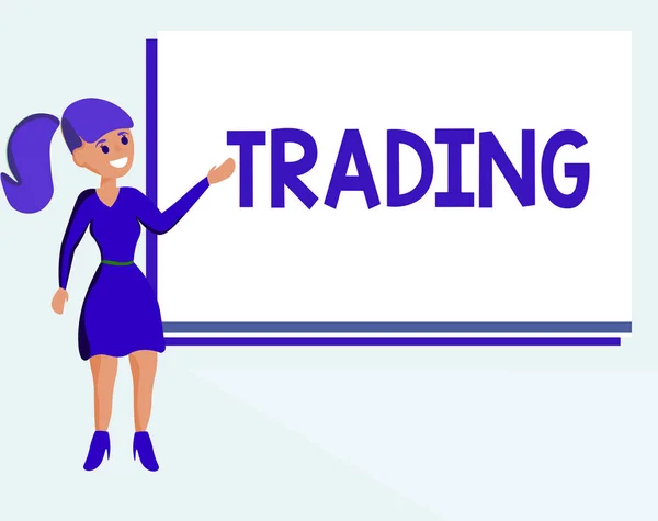 Semn text care arată Trading. Fotografie conceptuală Acțiunea de cumpărare a serviciilor de vânzare de bunuri legate de piața Forex — Fotografie, imagine de stoc