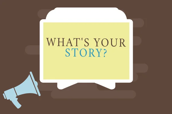 Ne Your Story sorudur gösterilen Not yazma. İlgili bir şey hakkında Yourselfany güncelleştirmeleri vitrine iş fotoğraf — Stok fotoğraf