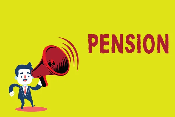Tekst pisma Pension. Pojęcia, co oznacza, że przychody seniorów zarobić po emeryturę zapisuje dla starszych lat — Zdjęcie stockowe