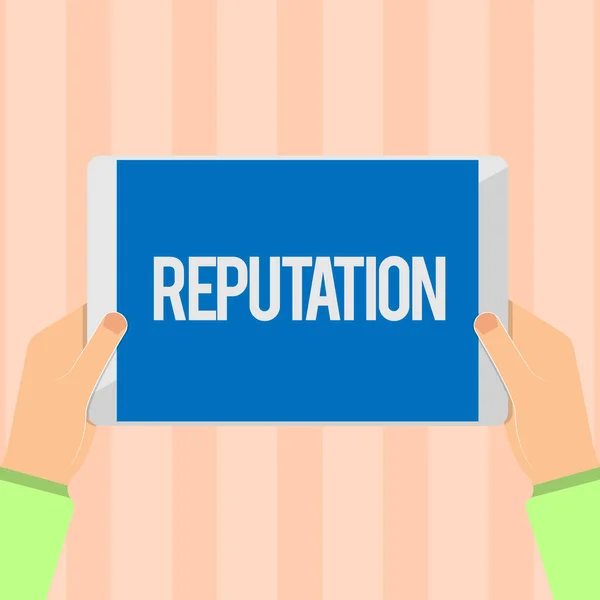 Text sign showing Reputation. Conceptual photo Beliefs Opinions that are generally held about someone something — Stock Photo, Image