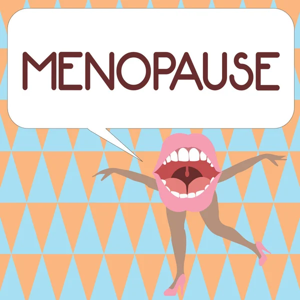 Text sign showing Menopause. Conceptual photo Cessation of menstruation Older women hormonal changes period — Stock Photo, Image