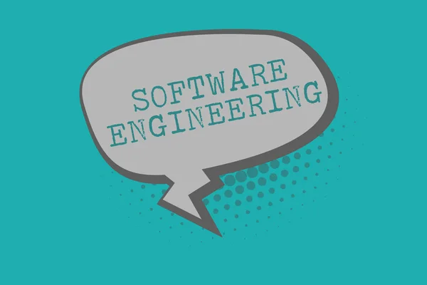 Escrita de mão conceitual mostrando Engenharia de Software. Texto para fotos de negócios Desenvolvimento de programas em abordagem quantificável sistemática — Fotografia de Stock