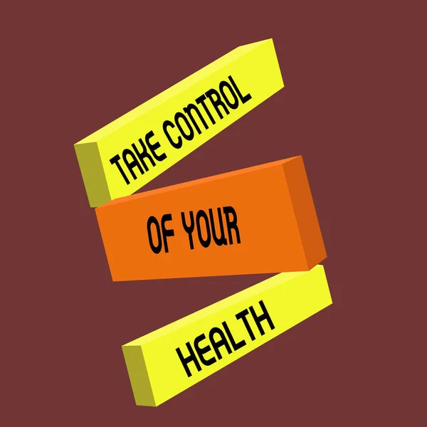 Begrebsmæssig håndskrift viser Tag kontrol over dit helbred. Business foto tekst Balance Life integrere Wellness og Fitness - Stock-foto