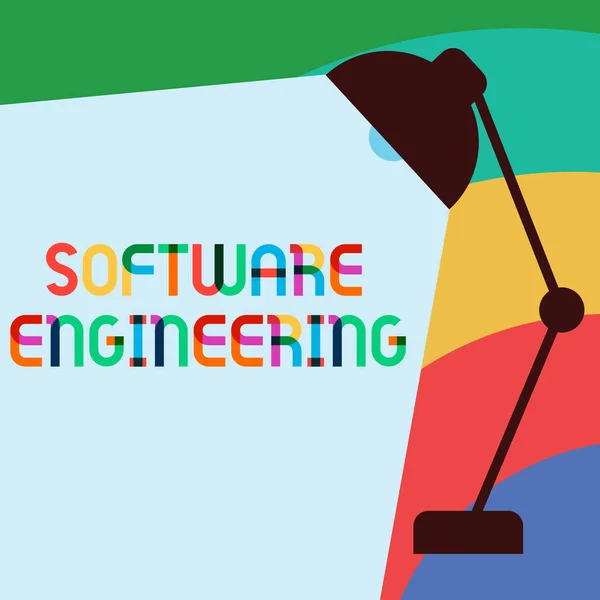 Sinal de texto mostrando Engenharia de Software. Foto conceitual Desenvolvimento de Programas em Abordagem Quantificável Sistemática — Fotografia de Stock