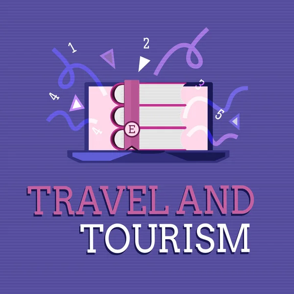 Szöveg jel mutatja az utazás és a turizmus. Fogalmi fénykép átmeneti mozgását az embereket, hogy rendeltetési helyet vagy helyeket — Stock Fotó
