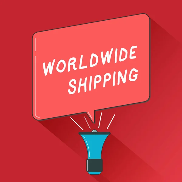 Nota de escritura que muestra Worldwide Shipping. Foto comercial mostrando flete marítimo entrega de mercancías envío internacional — Foto de Stock