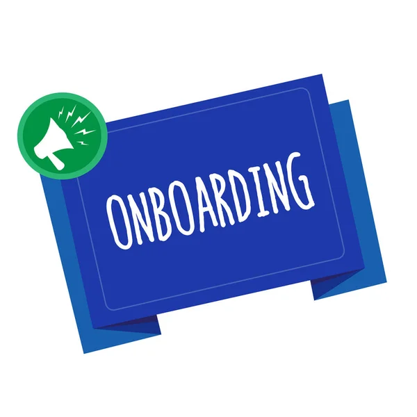Conceptual hand writing showing Onboarding. Business photo text Action Process of integrating a new employee into an organization — Stock Photo, Image