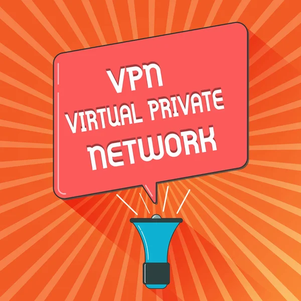 概念手写显示 Vpn 虚拟专用网络。在互联网上展示安全加密连接的商业照片 — 图库照片