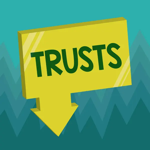 Conceptual hand writing showing Trusts. Business photo showcasing firm belief in reliability truth or ability of someone or something — Stock Photo, Image