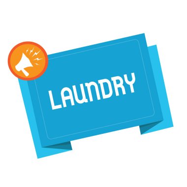 Çamaşırhane gösterilen metin işareti. Kavramsal fotoğraf temizleme çamaşır makineleri elbise kumaşlar için oda yıkanması