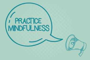 Uygulama farkındalığını gösteren metin işareti. Kavramsal fotoğraf bir rahatlama durumuna ulaşır bir meditasyon şekline.