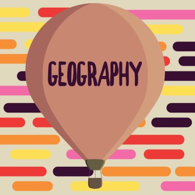 Coğrafya gösterilen metin işareti. Kavramsal fotoğraf çalışma toprak ve atmosfer doğası fiziksel özellikleri