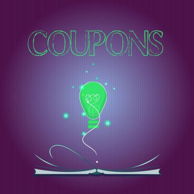 Metin Kuponlar yazılı kelime. İndirim hediye fiyat promosyon satış için sertifika bilet etiket için iş kavramı